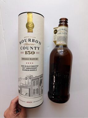 Goose Island Bourbon County 150 Reserve Stout empty bottle - Cream & Brown
